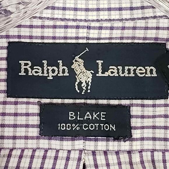 Polo Ralph Lauren Shirt Oxford Button Down Purple Plaid LS Size XL - Picture 8 of 11